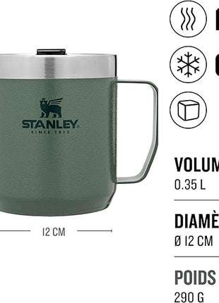 Stanley Classic Legendary Vacuum Insulated Tumbler-Stainless Steel Camp Mug, 1 Count (Pack of 1), Hammertone Green,354 milliliters