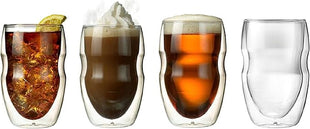 Ozeri Serafino Double Wall Insulated Beverage and Coffee Glasses, 8-Ounce, Set of 4