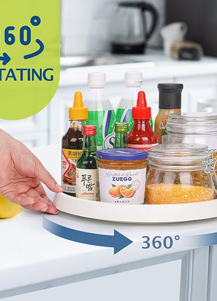 Lazy Susan Turntable, Set of 4, 12 Inch Non-Skid Lazy Susan Organizer for Cabinet, Pantry Organization, Kitchen Storage, Bathroom Sink Cabinet, Refrigerator, Countertop, Spice Rack (4 Pack 12 in)