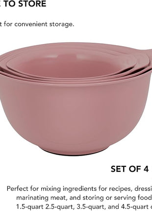 KitchenAid Universal Nesting Plastic Mixing Bowls, Set of 4, 1.5 quart, 2.5 quart, 3.5 quart, 4.5 quart