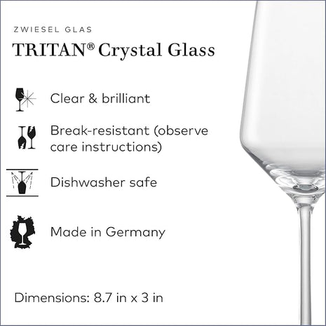ZWIESEL GLAS Pure Riesling White Wine Glass (Set of 6), Wine Glasses for White Wine, Dishwasher-Safe Tritan Crystal Glasses, Made in Germany (10 Ounce)