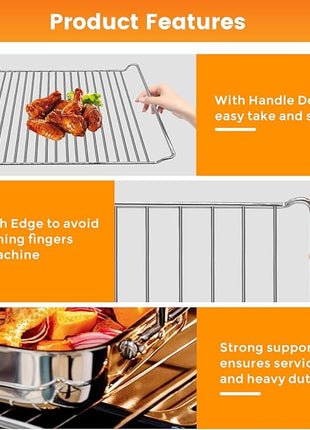 Air Fryer Rack for Cuisinart TOA-95 Air Fryer Convection Toaster Oven, 11.2''*10'' Air Fryer Stainless Steel Wire Rack Basket Tray Accessories Parts, Dishwasher Safes