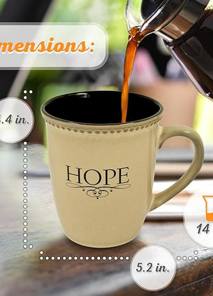 Christian Art Gifts Ivory Stoneware Coffee Mug – 13 oz. Microwave and Dishwasher-safe Lead & Cadmium-free Inspirational Scripture Coffee and Tea Mug for Men & Women with Bible Verse: Hope –Hebrew 6:19