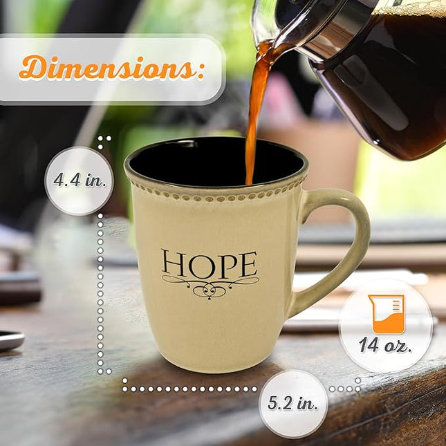 Christian Art Gifts Ivory Stoneware Coffee Mug – 13 oz. Microwave and Dishwasher-safe Lead & Cadmium-free Inspirational Scripture Coffee and Tea Mug for Men & Women with Bible Verse: Hope –Hebrew 6:19