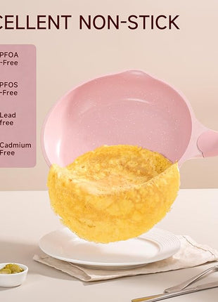 JEETEE Pink Pots and Pans Set Nonstick 23pcs, Healthy Kitchen Cookware Sets, Induction Cooking Set Pink Frying Pans, Saucepans, Sauté & Griddle & Crepe Pan (PFOA Free)