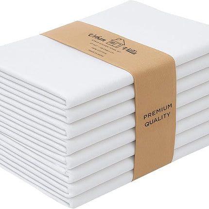 Urban Villa Flour Sack White Kitchen Towels 100% Cotton Highly Absorbent Dish Towels for Bread Proofing Baking Drying Dinnerware Glass Embroidery DIY Projects Zero Lint 27x27 Inches (8 Pack)