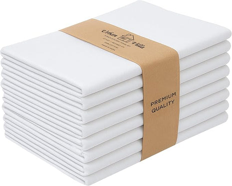 Urban Villa Flour Sack White Kitchen Towels 100% Cotton Highly Absorbent Dish Towels for Bread Proofing Baking Drying Dinnerware Glass Embroidery DIY Projects Zero Lint 27x27 Inches (8 Pack)
