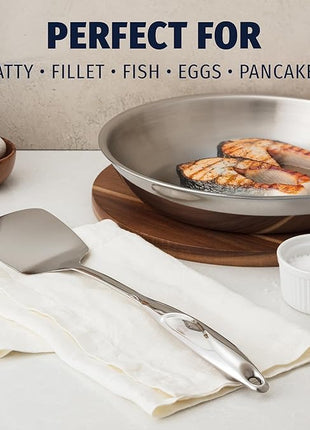 Zulay Kitchen Stainless Steel Solid Turner - 15” Large Metal Spatula for Cooking, Frying & Grilling - Durable, Heat-Resistant & Dishwasher Safe Kitchen Utensil for Everyday Use