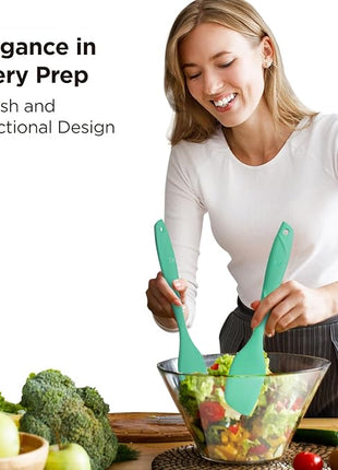 Kitchen Mama WaltzGrip Platinum Silicone Scraping Spatula: Heat Resistant, Seamless, Non Stick for Frying Pan Cookware, Safe, Flexible Bowl Scraper - Ideal for Mixing, Baking, Stirring (Teal)