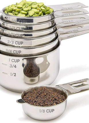 Simply Gourmet Measuring Cups Set of 7, Stackable, 304 Premium Stainless Steel, Kitchen Gadgets for Measure Liquid and Dry Ingredients, Cooking & Baking
