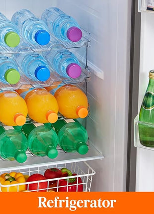 Lifewit Water Bottle Organizer, Stackable Kitchen Pantry Organization and Storage, 12-Bottle Plastic Holder, Countertop 4Pack, Modern Design