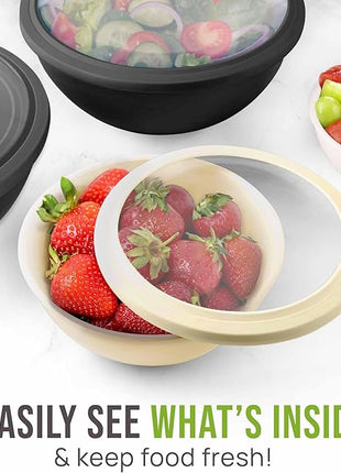 Zulay Kitchen 12 Piece Plastic Mixing Bowls with Leak-Proof Lids Set - Microwave and Freezer Safe Kitchen Mixing Bowls for Preparing, Serving and Storing - Large Nesting Bowls (Midnight Ombre)