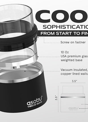asobu Whiskey Sleeve Glass – Insulated Bourbon Tumbler with Premium Rocks Glass, BPA-Free, Double-Wall Stainless Steel, Keeps Drinks Cold Longer, 10.5oz