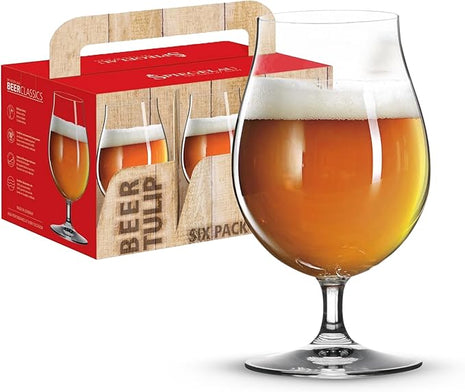 Spiegelau Classic Tulip Beer Glass, European-Made Crystal Drinking Glasses Perfect for Belgian Ales, IPA Beers, Cocktails, Sodas, Beverages, Smoothies, Home Bar Accessories, 15.5 oz, Set of 6