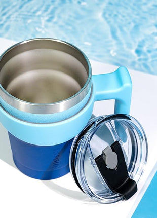 BJPKPK Tumbler With Handle And Straw 10 oz Insulated Tumblers With Lid Stainless Steel Coffee Cups,Coral