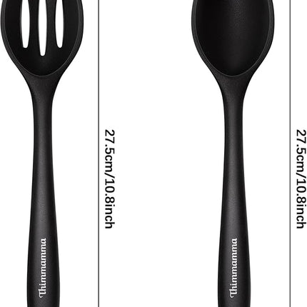 Silicone Cooking Spoon, Nonstick Kitchen Spoons for Cooking, Slotted and Solid Serving Spoon Heat Resistant, Silicone Mixing Spoons Basting for Nonstick Cookware 4 Pack