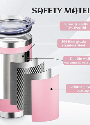 StarSpeed 20oz Tumbler Bulk with Lid, Stainless Steel Insulated Tumblers Double Wall Vacuum Insulated Travel Mug, Powder Coated Coffee Cups for Hot and Cold Drinks(Lght Pink,1)