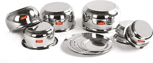 Sumeet Stainless Steel Belly Shape 6 Pc Tope/Cookware/Pot Set with Lid 380ML, 500ML, 780ML, 1.1Ltr, 1.4Ltr, 1.75Ltr (Silver)