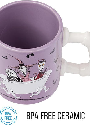 Silver Buffalo Disney Nightmare Before Christmas Featuring Lock, Shock, and Barrel Tub 3D Sculpted Handle Ceramic Mug, 20 Ounces