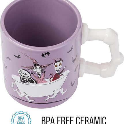 Silver Buffalo Disney Nightmare Before Christmas Featuring Lock, Shock, and Barrel Tub 3D Sculpted Handle Ceramic Mug, 20 Ounces