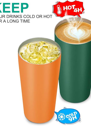 VEGOND 20oz Tumbler Stainless Steel Tumbler with Lid And Straw Vacuum Insulated Double Wall Travel Coffee Mug(orange package 6)