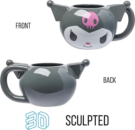 Silver Buffalo Hello Kitty and Friends Kuromi Ceramic 3D Sculpted Mug, 20 Ounces