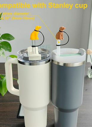 Dog Straw Cover Cap Compatible with Stanley Cup 30 40 oz, 4 Pack Cute Silicone Straw Topper, Funny Christmas Gift, Accessories for Stanley Cup Tumbler