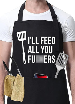 Miracu Funny Cooking Aprons for Men Women, Funny Dad Gifts for Mens Father, Mom - Fathers Christmas, Birthday Gifts for Dad Step Brother Boyfriend Husband, Cool BBQ Grilling Kitchen Chef Apron