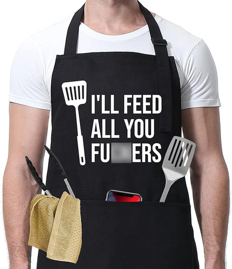 Miracu Funny Cooking Aprons for Men Women, Funny Dad Gifts for Mens Father, Mom - Fathers Christmas, Birthday Gifts for Dad Step Brother Boyfriend Husband, Cool BBQ Grilling Kitchen Chef Apron