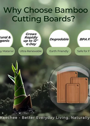 Bamboo Cutting Board, Durable Wood Cutting Boards for Kitchen with Deep Juice Grooves & Built-in Handles, Ideal Charcuterie & Chopping for Meat, Vegetables and Fruits Ideal Kitchen Gifts