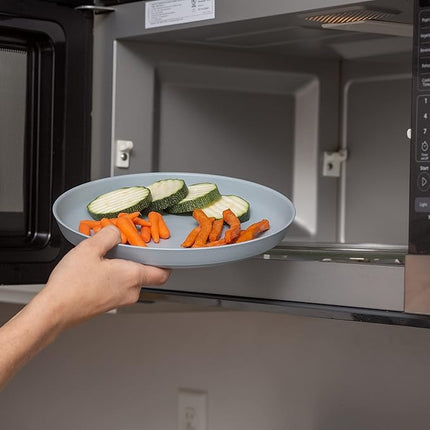 Grow Forward Premium Wheat Straw Plates and Bowls Sets - 8-Piece Wheat Straw Dinnerware Sets - Unbreakable & Reusable Microwave Safe Plastic Dinner Plates for Outdoors, RV, Camping Dishes - Glacier