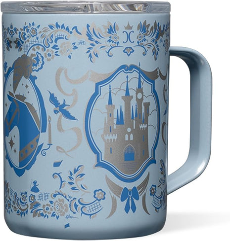 Corkcicle Classic Coffee Mug - Triple Insulated Stainless Steel for Travel - Shatter-Proof Lid - Keeps Drink Hot Over 3 Hours - Holiday Mug Gift - 16 oz - Princess Cinderella