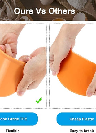 Patelai 2 Pieces Flexible Bowl Dough Scraper Spatula Multipurpose Curved Pastry Scraper Flat Edge Mixing Bowl Cutter for Cake Icing Bread Fondant