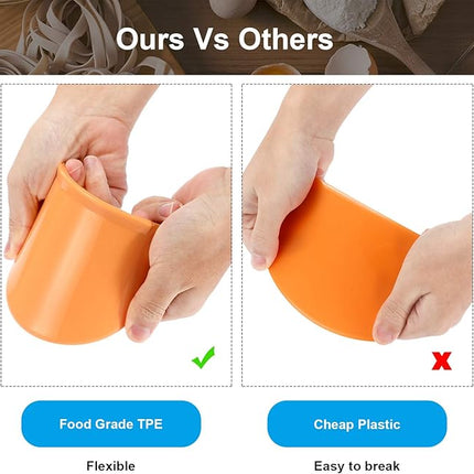 Patelai 2 Pieces Flexible Bowl Dough Scraper Spatula Multipurpose Curved Pastry Scraper Flat Edge Mixing Bowl Cutter for Cake Icing Bread Fondant