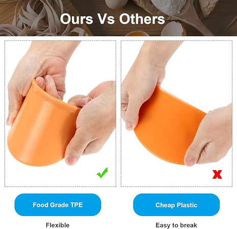 Patelai 2 Pieces Flexible Bowl Dough Scraper Spatula Multipurpose Curved Pastry Scraper Flat Edge Mixing Bowl Cutter for Cake Icing Bread Fondant