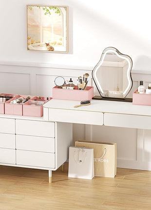 DIMJ Drawer Organizer Clothes, 24 Pack Dresser Organizer, Foldable Closet Organizers and Storage, Fabric Dresser Bins, Drawer Dividers for Nursery, Baby Clothes, Underwears, Sock (Pink)