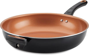 Farberware Glide Deep Nonstick Frying Pan / Fry Pan / Skillet with Helper Handle - 12.5 Inch, Black