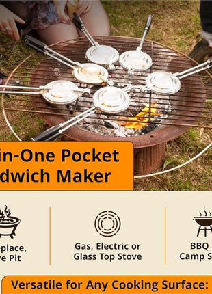 Sandwich Grill Toas-Tite, Handheld Sandwich Maker, Hand Toaster, Panini & Sandwich Press for Hot Sandwiches, Pies - Best for RV Camper, Stovetop, Grill, Tool for Portable Cooking 3-Pack