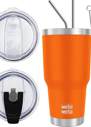 WETOWETO 30 oz Tumbler Stainless Steel Vacuum Insulated Coffee Ice Cup Double Wall Vacuum Coffee Cup Thermal Cups for Hot and Cold drinks, Suitable for Beach, Travel (Orange, 1 Pack)
