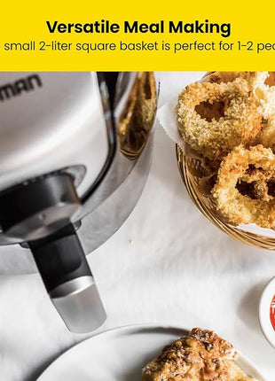 CHEFMAN Small, Compact Air Fryer Healthy Cooking, 2 Qt, Nonstick, User Friendly and Adjustable Temperature Control w/ 60 Minute Timer & Auto Shutoff, Dishwasher Safe Basket, BPA - Free, Black
