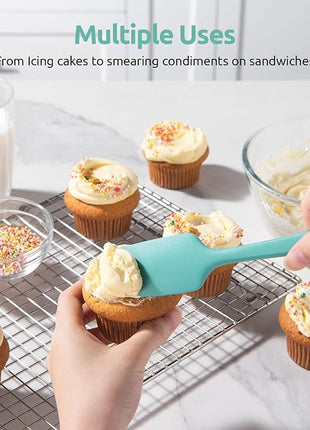 U-Taste Silicone Spatula Set, 600ºF High Heat Resistant, Seamless Food Grade Flexible Rubber Kitchen Cooking Mixing Baking Scraper for Nonstick Cookware Set of 3 (Aqua Sky)