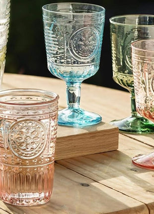 Bormioli Rocco Romantic Set Of 4 Cooler Glasses, 16 Oz. Colored Crystal Glass, Cotton Candy Pink, Made In Italy.