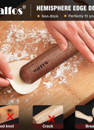 Walfos Mini Rolling Pin Set - Small Natural Wooden Rolling Pins (8inch) With Non-stick Silicone Fiber Baking Mat, Baking Dough Roller for Pizza, Pie, Pasta, Bread, Pastry