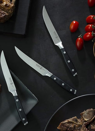 Messermeister Avanta 5” Fine Edge Steak Knife Set - Pack of 2 - German X50 Stainless Steel - Rust Resistant & Easy to Maintain - Includes 8 Total Steak Knives