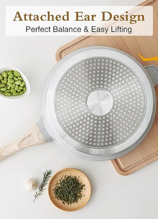 Kordisen Nonstick Ceramic Deep Frying Pan, 11 Inch Non Toxic Skillet with Lid, Healthy Jumbo Cooker, Saute Pan for Cooking, Induction Cookware, PFOA & PFAS Free