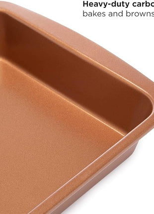 Ecolution Non-Stick Toaster Oven Bakeware Set, 4 Piece, Carbon Steel, Easy to Clean and Perfect for Single Servings, Copper