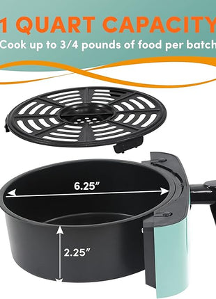 Elite Gourmet EAF-3218BL Personal 1.1Qt Compact Space Saving Electric Hot Air Fryer Oil-Less Healthy Cooker, Timer & Temperature Controls, PFOA Free, Mint