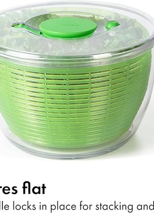 OXO Good Grips Salad Spinner - Large, Green Lettuce & Fruit Washer, BPA-Free, Easy One-Hand Pump