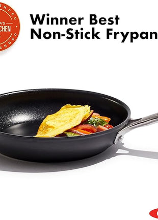 OXO Enhanced 8" Frying Pan Skillet, PFAS-Free Ceramic Nonstick, Durable Hard Anodized Cookware, Scratch Resistant, Stainless Steel Handle, Good Grips, Dishwasher Safe, Oven safe, Black