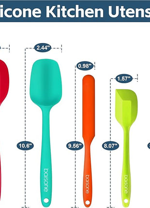 Barsone 5-Piece Silicone Spatula Set - Heat Resistant 446°F Food Grade BPA Free, Nonstick Cookware Safe Dishwasher Safe Kitchen Tools for Baking, Cooking, Stirring, Multicolor.